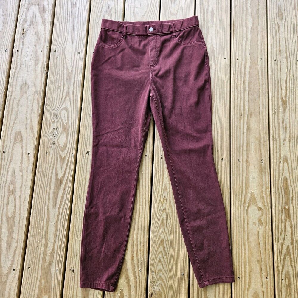Time and Tru Women's High Rise Jeggings Burgundy Size Large L 12-14 Stretch